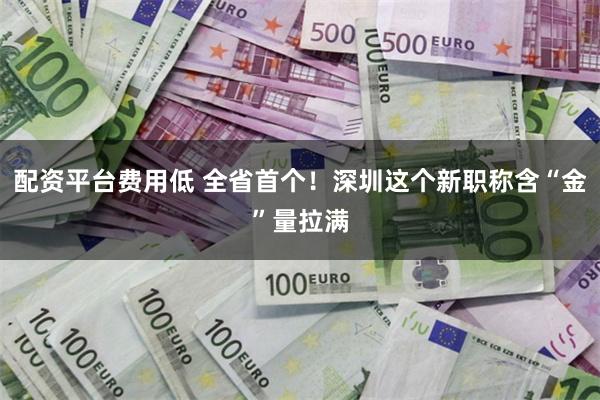 配资平台费用低 全省首个！深圳这个新职称含“金”量拉满