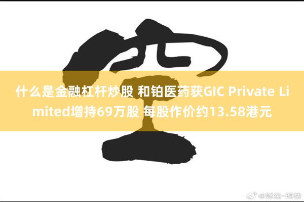什么是金融杠杆炒股 和铂医药获GIC Private Limited增持69万股 每股作价约13.58港元