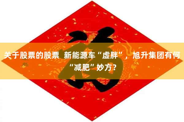 关于股票的股票 新能源车“虚胖”,旭升集团有何“减肥”妙方?