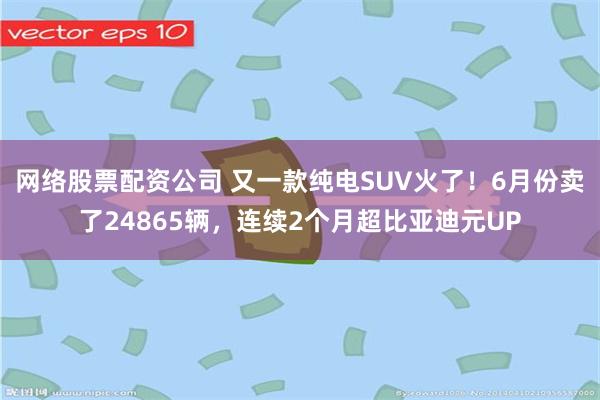 网络股票配资公司 又一款纯电SUV火了！6月份卖了24865辆，连续2个月超比亚迪元UP