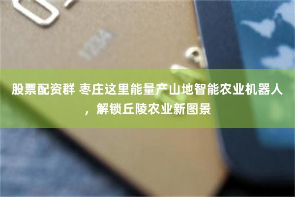 股票配资群 枣庄这里能量产山地智能农业机器人，解锁丘陵农业新图景