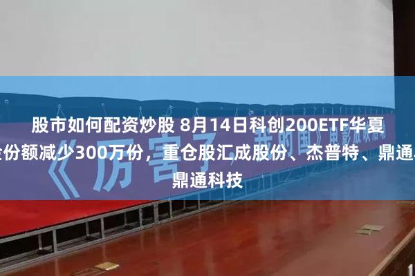 股市如何配资炒股 8月14日科创200ETF华夏基金份额减少300万份，重仓股汇成股份、杰普特、鼎通科技