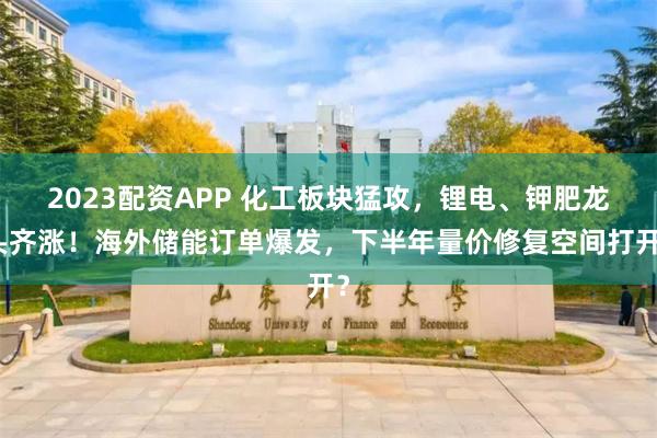 2023配资APP 化工板块猛攻，锂电、钾肥龙头齐涨！海外储能订单爆发，下半年量价修复空间打开？