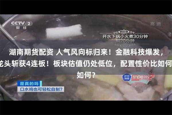 湖南期货配资 人气风向标归来！金融科技爆发，龙头斩获4连板！板块估值仍处低位，配置性价比如何？